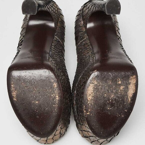 Yves Saint Laurent Grey Python Palais Peep Toe Pumps Size 7.5/38 - Picture 2 of 5